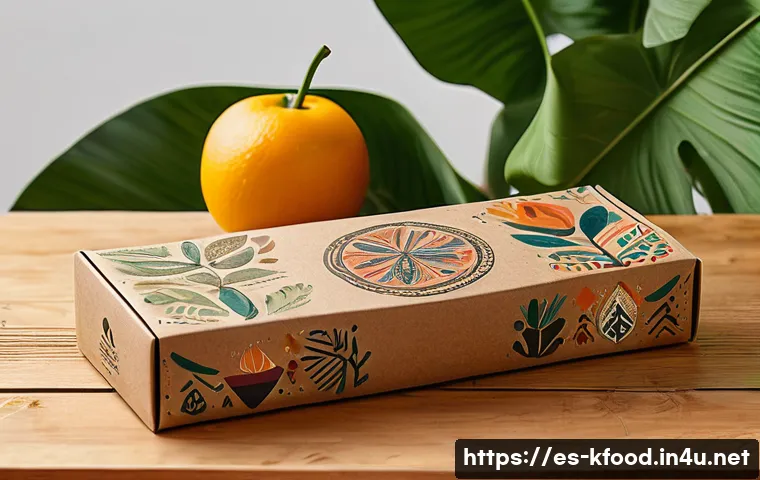 한식 밀키트 포장 디자인 트렌드 - A biodegradable food kit packaging made from recycled cardboard and natural plant fibers, featuring ...