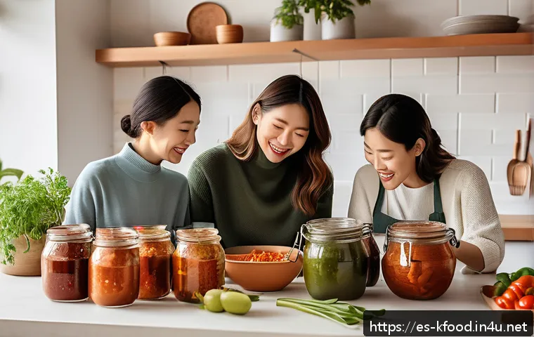 한식 프리미엄 밀키트 - A cozy modern kitchen scene featuring a diverse Spanish family&mdash;adults and children&mdash;joyfully preparin...